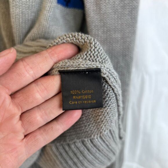 Helix Vintage Fair Isle Shawl Collar Fisherman Sweater Mens Size Medium Cotton - Picture 5 of 10